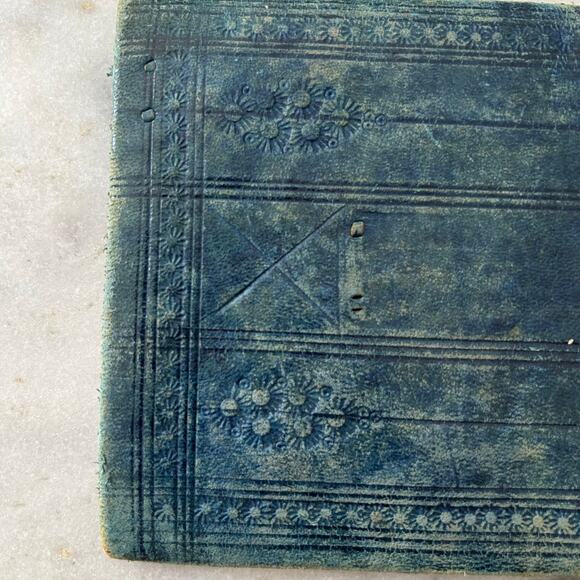 Vintage Handcrafted Leather Wallet – Blue Tooled Leather With Woven Accents - Picture 4 of 12